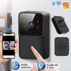 Campainha Wi-fi Inteligente Câmera Hd Visão Noturna App Linklemo Tuya Alexa Interfone Sem Fio Ao ar Livre