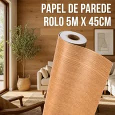 Papel de Parede Adesivo 5m x 45cm Rolo Madeira Rolo Lavável Decoração Sala Quarto Cozinha