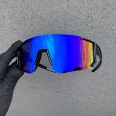 Óculos Esportivos de Quadro Grande com Lentes Espelhadas e Formato Envolvente para Homens, Adequado para Viagens ao Ar L