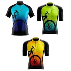 Camisa Camiseta Ciclismo com proteção UV50+ BIKE VERDE, AMARELA E AZUL