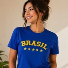 Camiseta Unissex Brasil Camiseta T-shirt Copa do Mundo 2026 Casual 100% Algodão Camisa Copa
