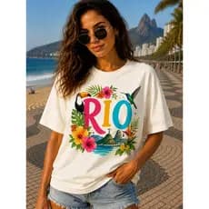 T-Shirt Feminina Camiseta  100% Algodão Blusa Estampa Premium Verão Blusa Casual Leve Confortável