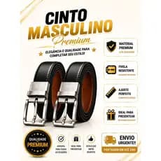 Cinto Masculino Couro Reforçado, Conforto Dupla Face Ajuste Perfeito Reforçado Entrega Rápida
