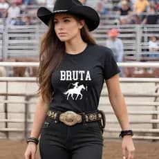 Camiseta Algodão 30.1 Premium Feminina TXFarm Boiadeira Bruta Rodeio Festa Do Peão Cowgirl