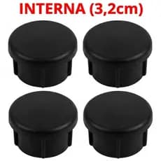 Kit 24 Ponteira INTERNA 1.1/4 Preta 32mm Pezinho Redondo Cadeira