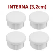 Kit 24 Ponteira INTERNA 1.1/4 Branca 32mm Pezinho Redondo Cadeira