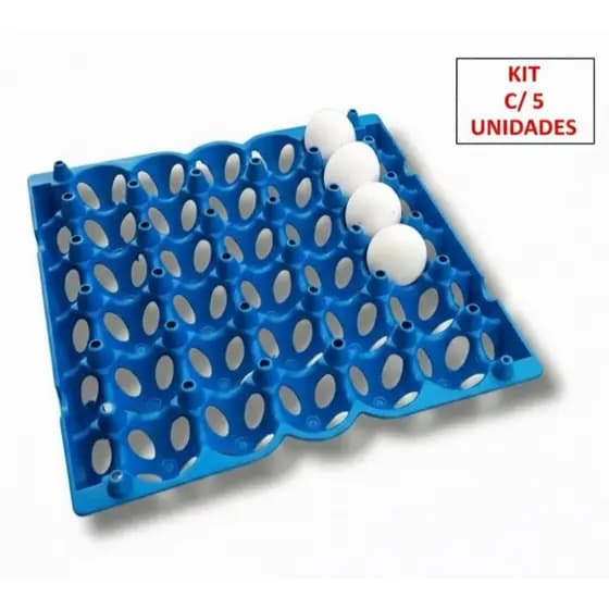 Kit 5 Bandeja Para Ovos 30 Ovos Plastica Higienica Azul ou Branca Cartela Porta Ovos