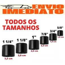 Kit Ponteiras de Todos os Tamanhos Para Cadeira Externa Preta 5/8, 3/4, 7/8, 1, 1.1/8, 1.1/4