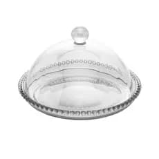 Queijeira Porta Queijo Com Tampa Transparente de Cristal Pearl Bolinhas Wolff