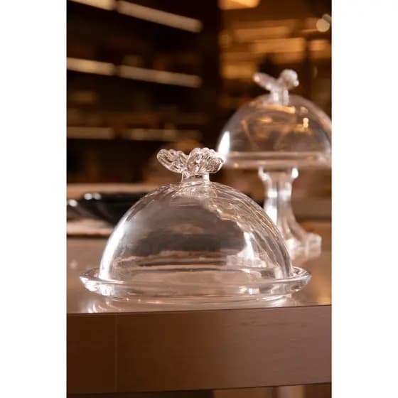 Prato para Doce com Tampa Wolff Butterfly 15cm x 15cm x 10cm CRISTAL