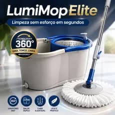 Mop Giratório 360° com Balde Duplo e Esfregão Microfibra - Limpeza Rápida, Cabo Ajustável e Sistema de Torção Sem Esforç