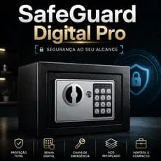 Cofre Eletrônico Digital com Senha e Chave SafeGuard Digital Pro Portátil de Segurança para Dinheiro e Documentos
