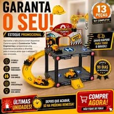 Kit Pista de Engenharia Infantil Montável 13 Peças com Veículos de Construção Brinquedo Educativo