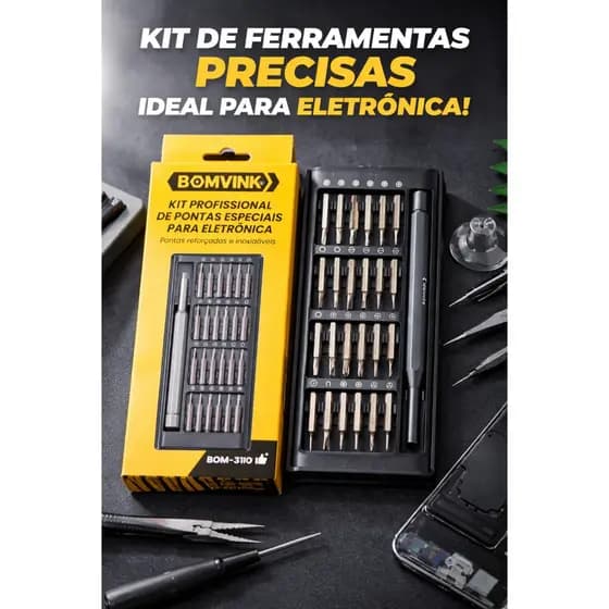 KIT profissional de feramenta pontas especiais Ideal para Celulares e Eletrônicos Alta Qualidade 24 em 1 – Compacto