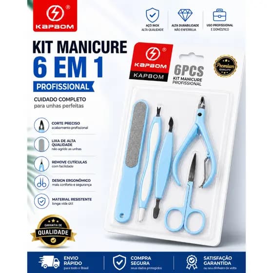 . Kit Manicure e Pedicure 6 em 1 KAPBOM – Acabamento Perfeito