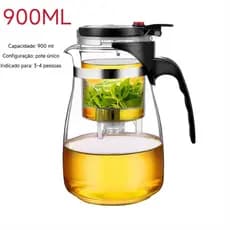 Bule Chaleira Vidro Com Infusor Chá Jarra 900 ML