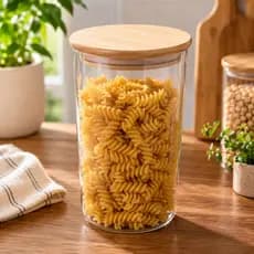 Pote Vidro Tampa Bambu Guarda Comida Conserva Armazena Alimento Recipiente Vasilha Organiza