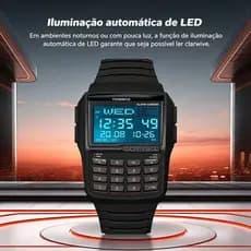 Relógio Esportivo Masculino Multifuncional com Luz Noturna Calculadora Resistente à Água