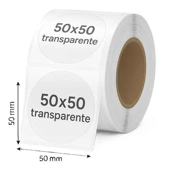Etiquetas Adesivas Térmicas Redondas Transparente 50x50mm Niimbot 150 Unidades