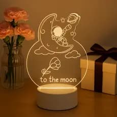 Luminária Lousa 3D LED Criativa Astronauta com Caneta Mágica Decoração Recados escrever e apagar