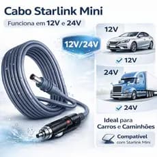 Cabo De Carregamento Starlink 12v/24v Carregador Veicular 2m Para Starlink Mini