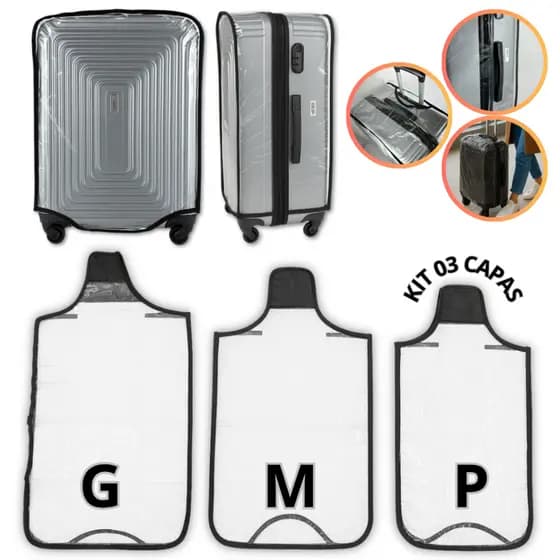 Kit 03 Capas de Mala P/M/G para Viagem Impermeável à prova d'água Premium
