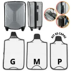 Kit 03 Capas de Mala P/M/G para Viagem Impermeável à prova d'água Premium