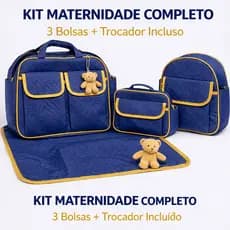 Kit Bolsa Maternidade Completo 4 Peças com Trocador Saída Maternidade Bebê Impermeável
