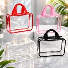 Bolsa Transparente Cristal 0.20 Com Zíper Alça Reforçada Praia Viagem Maternidade Academia Necessair