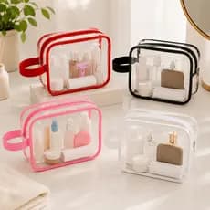Mini Bolsa de Mão Necessaire Cristal 020 com Costura Reforçada Para Viagem Praia e Piscina Dia a Dia