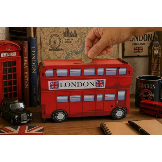 Cofre Cofrinho Porta Moedas Ônibus London Vermelho