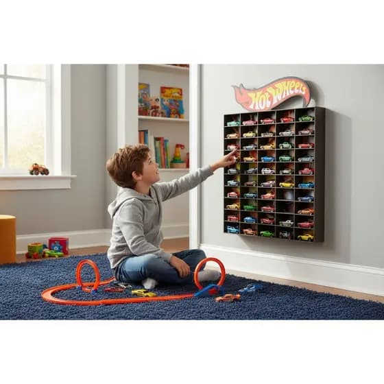 Nicho Expositor Hot Wheels Para 50 Mini Carrinhos Preto