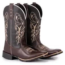 Bota Texana Country Masculina  Delegada Bico Quadrado Sola de Borracha