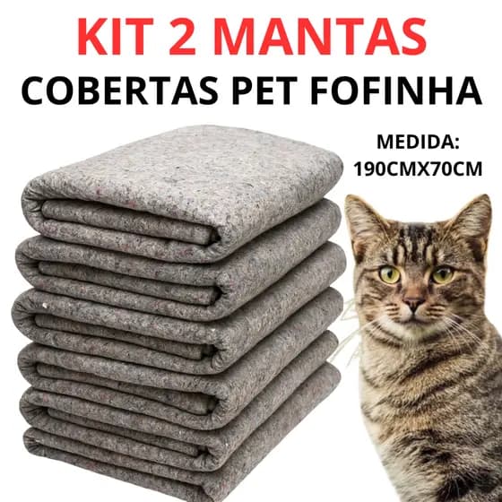 Cobertor Para Pet 2 Peças Gatos Caes Cachorro 190 X 0,70 Grosso Quentinho Resistente
