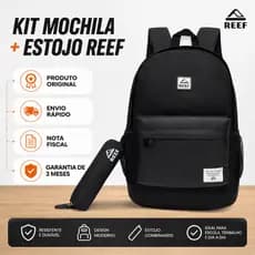 Mochila Masculina Reef Reforçada + Estojo Resistente Escolar Faculdade Dia a Dia Trabalho