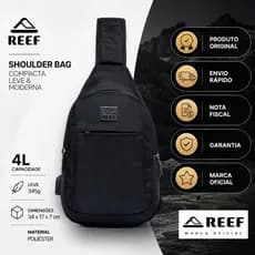 Bolsa Masculina Transversal Reef Sling Bag Antifurto USB Mochila Compacta Premium Preta
