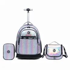 Kit Mochila Rodinhas Lancheira Estojo Infantil Escolar Reforçada Coban