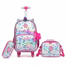 Kit Mochila Rodinhas Lancheira Estojo Escolar Menina Reforçada Espaçosa Coban