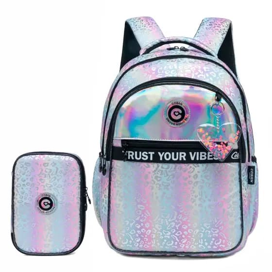Kit Mochila Estojo Escolar Reforçada Menina Juvenil Coban
