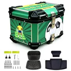 Bau De Moto 45l Aluminio Com Encosto Acomodar Futebol Tema
