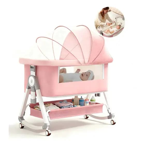 Berço Balanço Portátil Moises Mosqueteiro Infantil Rosa