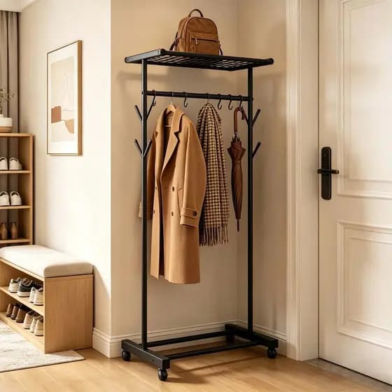 Cabideiro multifuncional para quarto, organizador doméstico para roupas e bolsas
