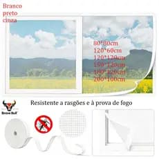 Tela Mosquiteira com Velcro em Fibra de Vidro Para Janelas e Portas resistente a rasgões e ao fogo Brave Bull