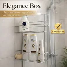 Porta Shampoo Box Duplo Sem Furo Organizador Banheiro de Pendurar, Suporte para Banheiro