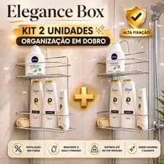 Kit 2 Porta Shampoos Box Duplo Sem Furo, Suporte para Banheiro, Organizador Banheiro de Pendurar