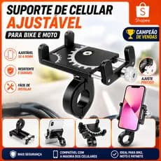Suporte Celular Bike Moto Alumínio Ajustável GPS Resistente Anti Vibração Praticidade Ajuste