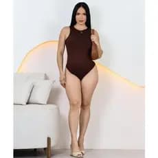 Body Feminino Suplex Regata Cavada Casual Gola Redonda Confortável