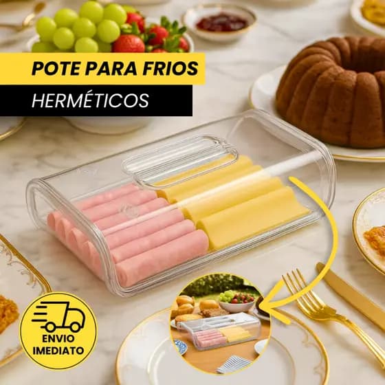 Porta Frios Transparente Acrílico Uz Utilidades - Porta Mantimentos de Cozinha - Potes Frios Geladeira - Pote Hermético