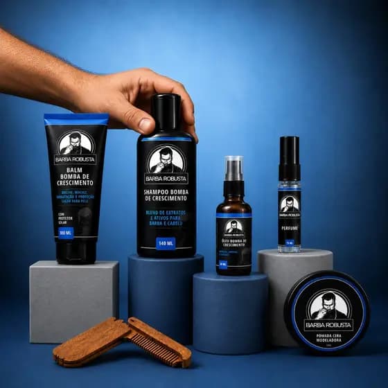 Kit Para Barba com Shampoo Balm Óleo Cera Perfume e Pente