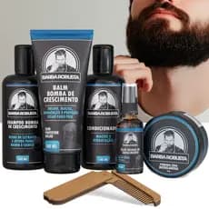 Kit Para a Barba Shampoo Balm Óleo Condicionador Cera + Pente